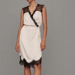 NWT ANTHROPOLOGIE SLEEVELESS V-NECK LACE WRAP MIDI DRESS